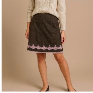 Express brown wool blend skirt with delicate trim